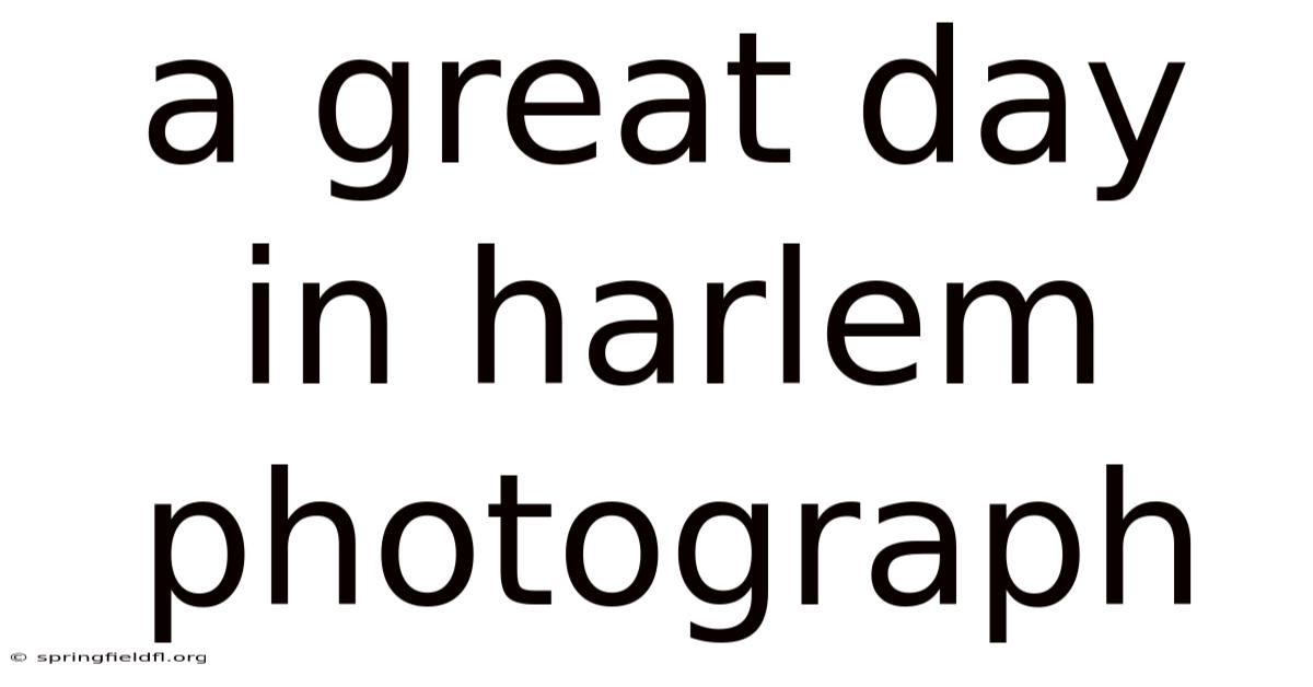 A Great Day In Harlem Photograph