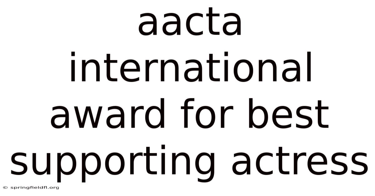 Aacta International Award For Best Supporting Actress