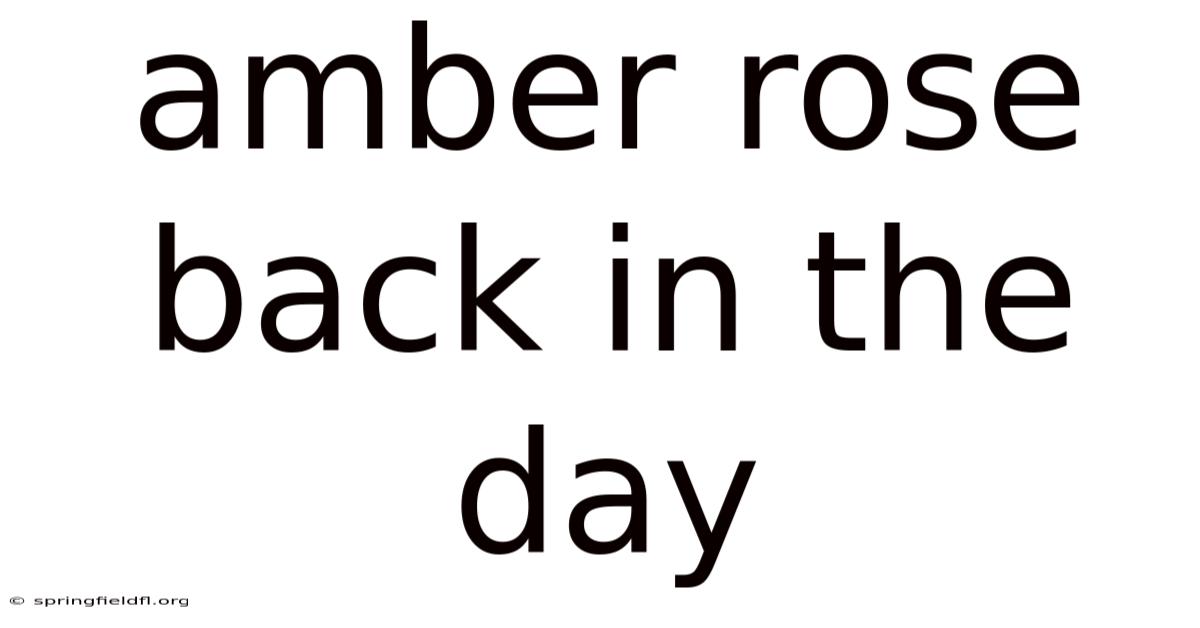 Amber Rose Back In The Day