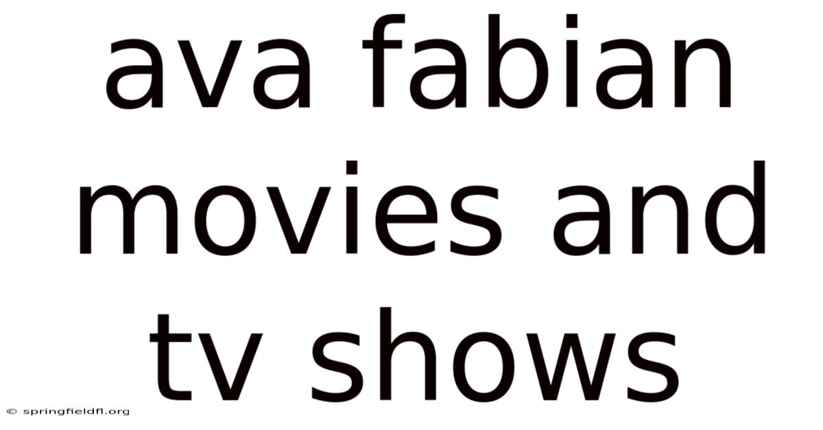Ava Fabian Movies And Tv Shows