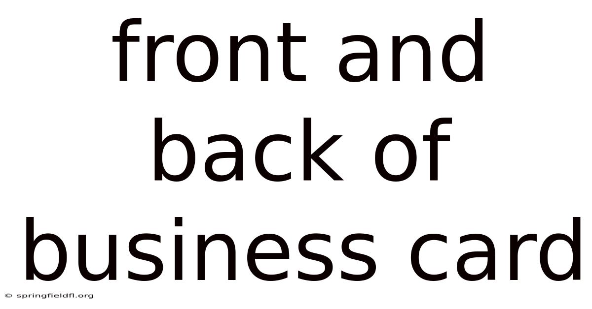 Front And Back Of Business Card