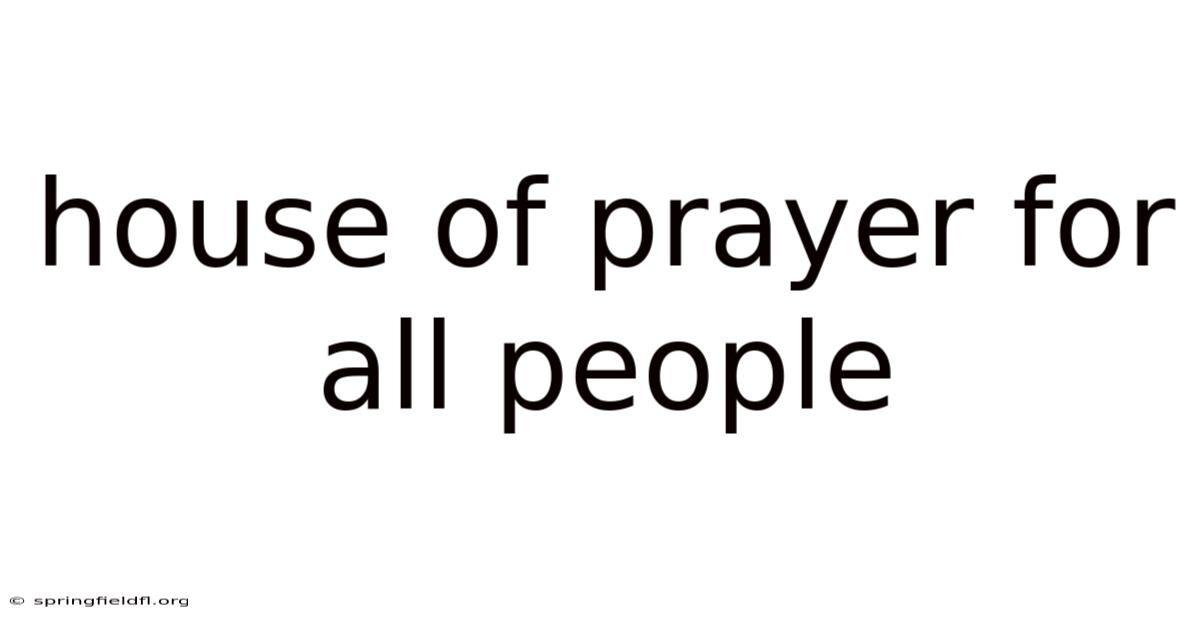 House Of Prayer For All People