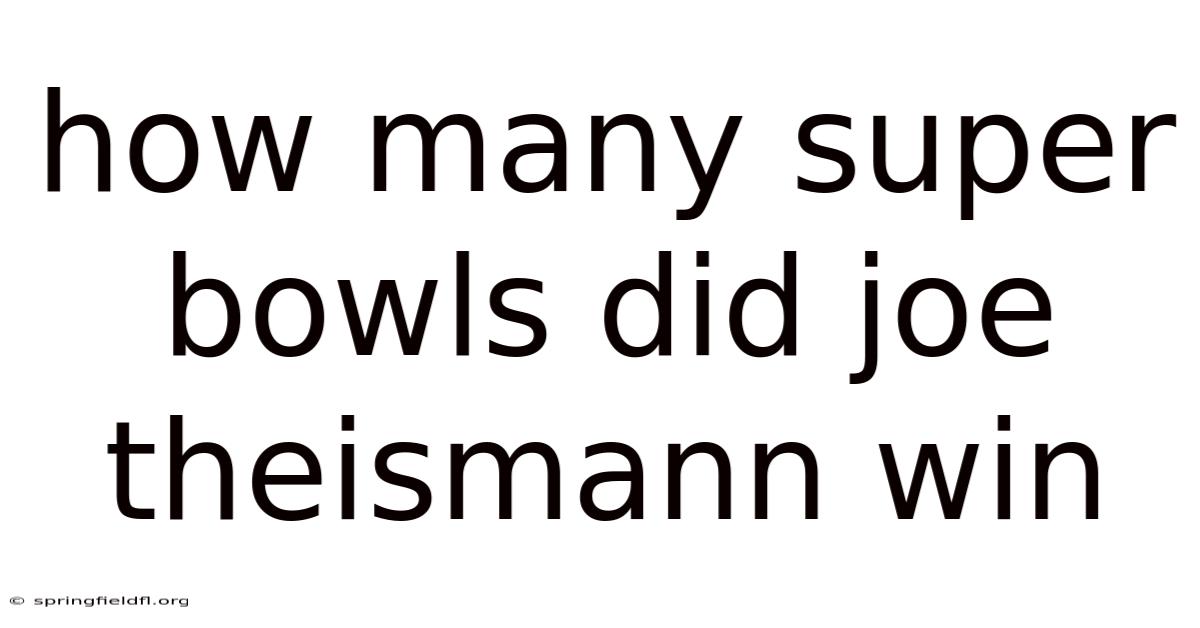How Many Super Bowls Did Joe Theismann Win