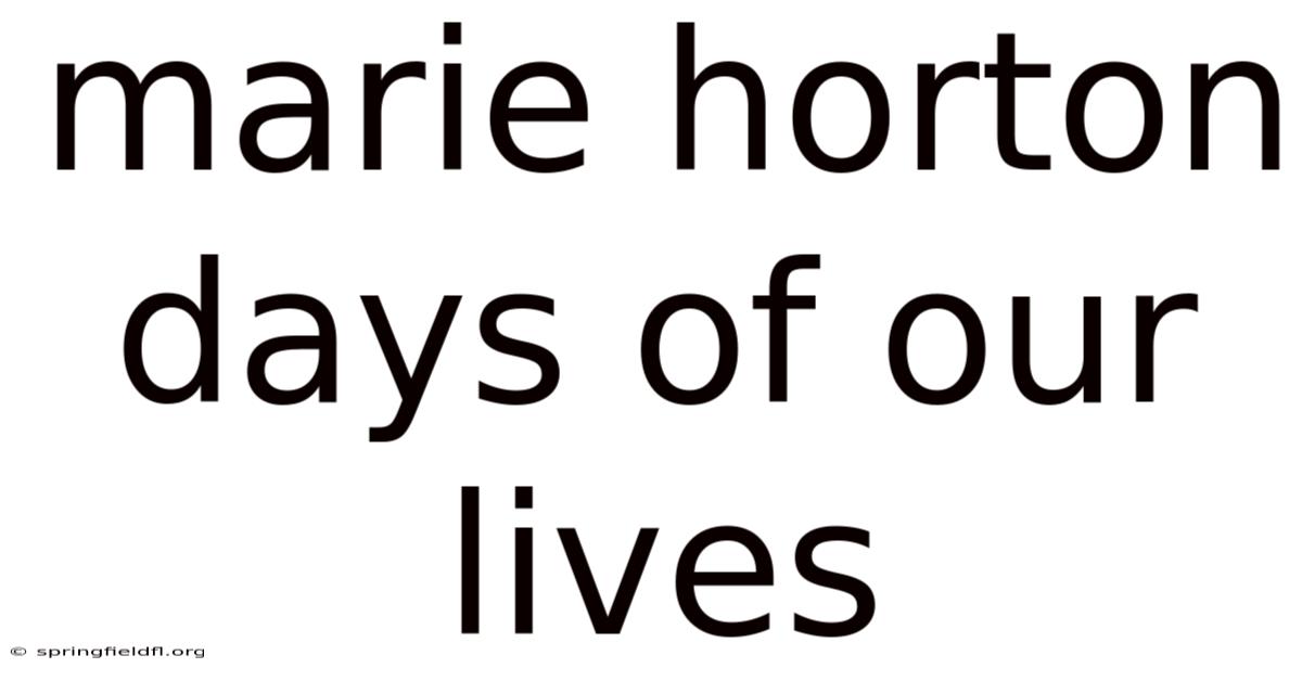 Marie Horton Days Of Our Lives