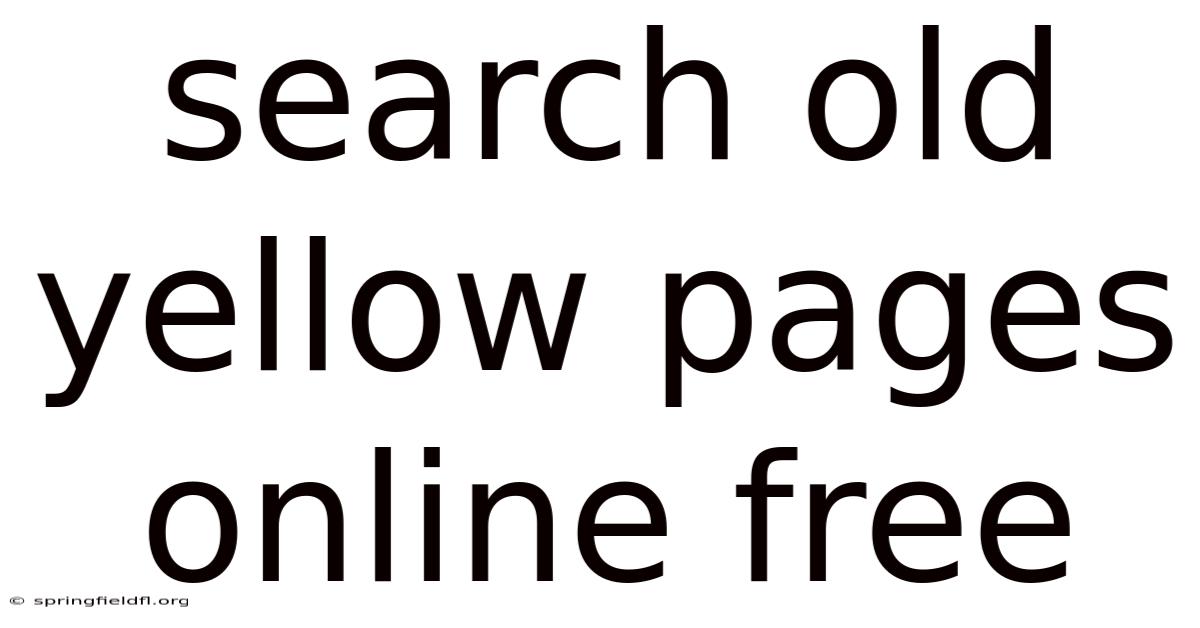 Search Old Yellow Pages Online Free