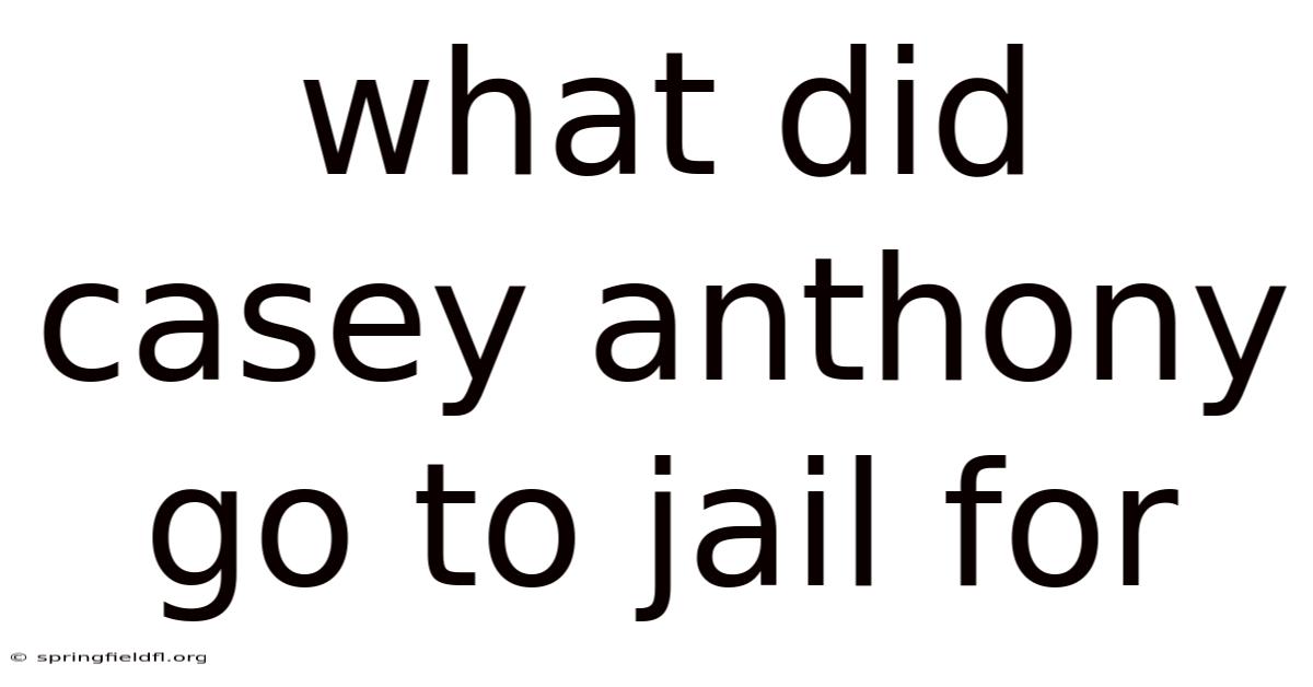What Did Casey Anthony Go To Jail For