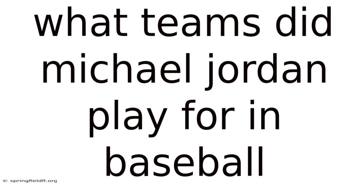 What Teams Did Michael Jordan Play For In Baseball
