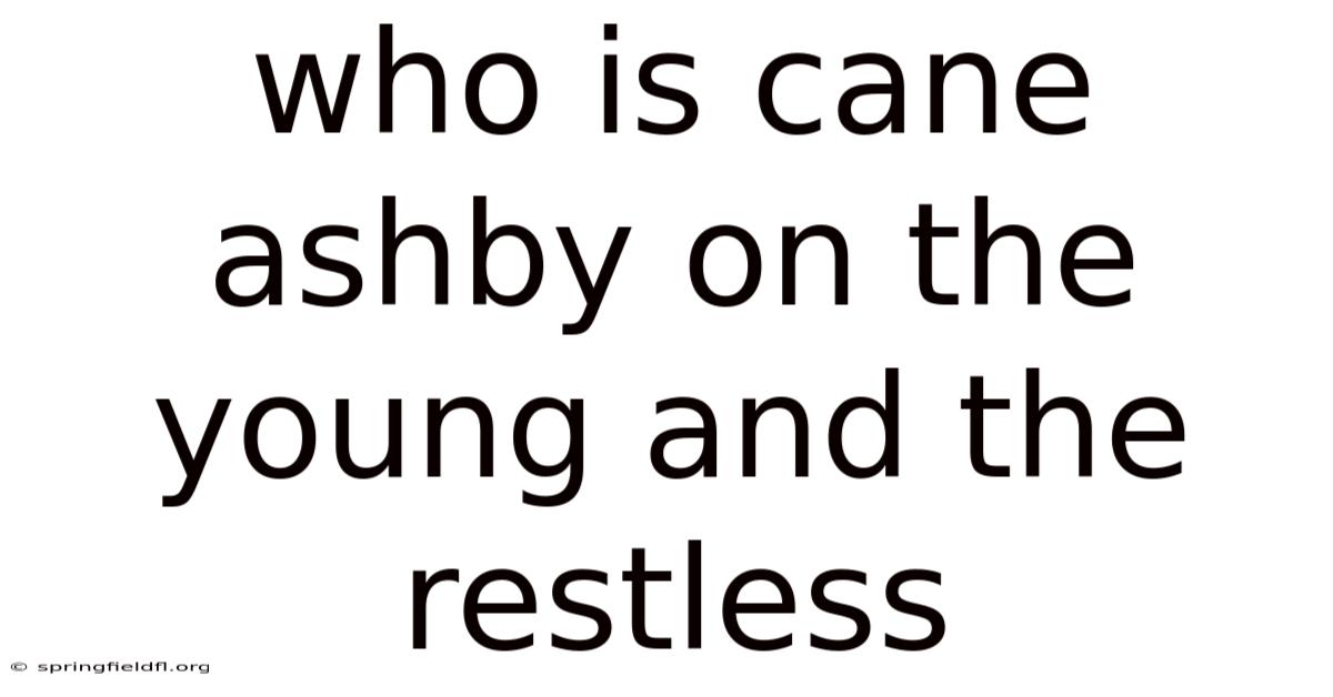 Who Is Cane Ashby On The Young And The Restless