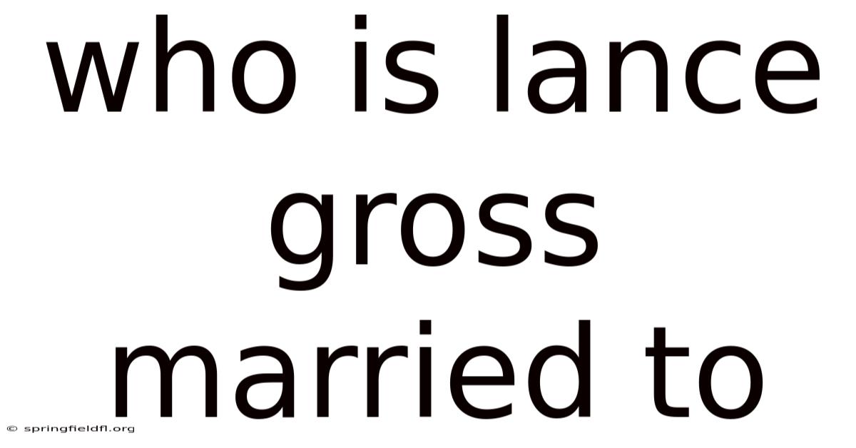 Who Is Lance Gross Married To