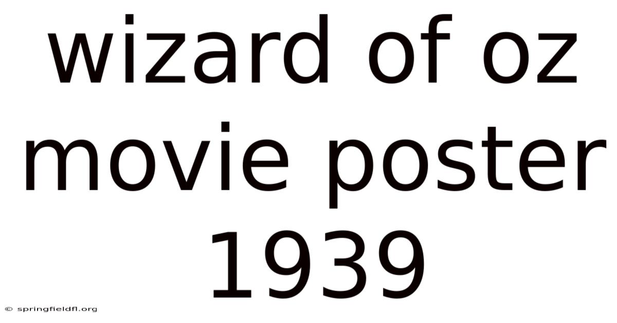 Wizard Of Oz Movie Poster 1939